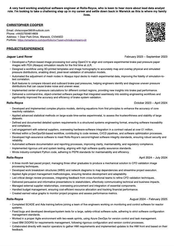 Christopher Cooper CV Preview